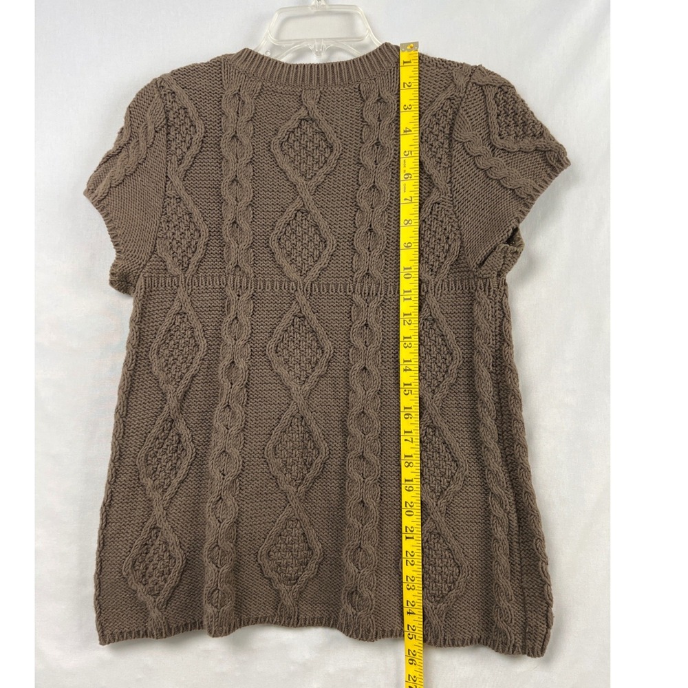 Free People Cable Knit Cardigan Womens Large Brown Short Sleeve Tie Front - Picture 5 of 8